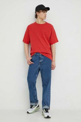 Levi's tricou din bumbac culoarea rosu, neted