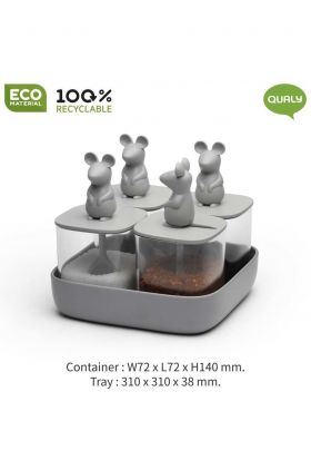 Qualy set recipiente de depozitare cu capace Lucky Mouse 4-pack