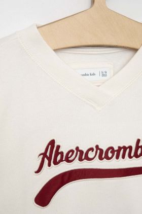 Abercrombie & Fitch bluza copii culoarea bej, cu imprimeu