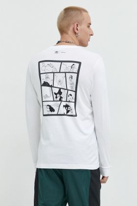 Adidas Originals longsleeve din bumbac x Disney culoarea alb, cu imprimeu