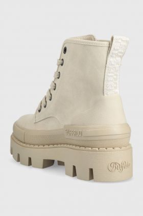 Buffalo bocanci Raven Laceup Hi femei, culoarea bej, cu platforma