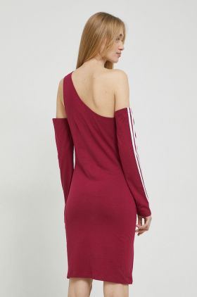 Adidas Originals rochie culoarea bordo, mini, mulata