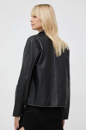 PS Paul Smith geaca de piele femei, culoarea negru, de tranzitie