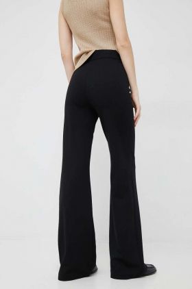 Dkny pantaloni femei, culoarea negru, evazati, high waist