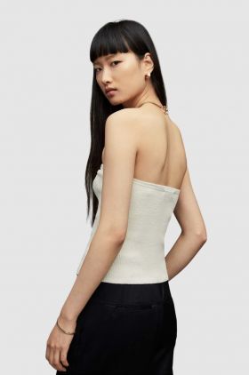 AllSaints top femei, culoarea alb, cold shoulder