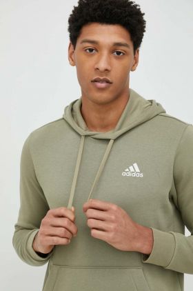 Adidas bluza barbati, culoarea verde, cu glugă, neted