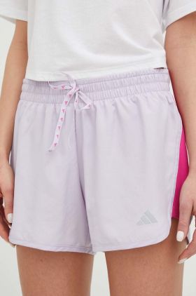 Adidas Performance pantaloni scurți de alergare Run It femei, culoarea violet, neted, medium waist