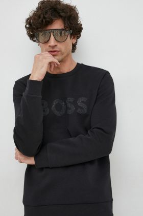 BOSS bluza BOSS GREEN barbati, culoarea negru, cu imprimeu