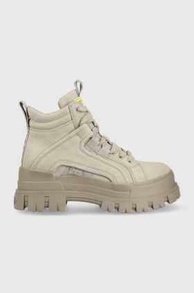 Buffalo bocanci Aspha NC Mid Laceup femei, culoarea gri, cu platforma