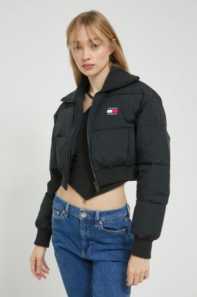 Tommy Jeans geaca femei, culoarea negru, de iarna