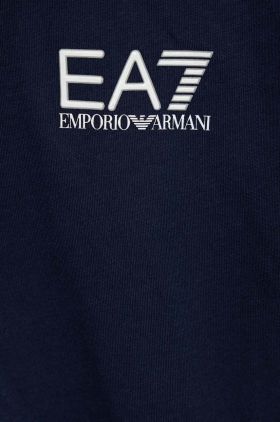 EA7 Emporio Armani tricouri polo din bumbac pentru copii culoarea albastru marin, neted