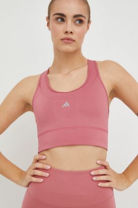 Adidas Performance sutien sport culoarea roz, neted