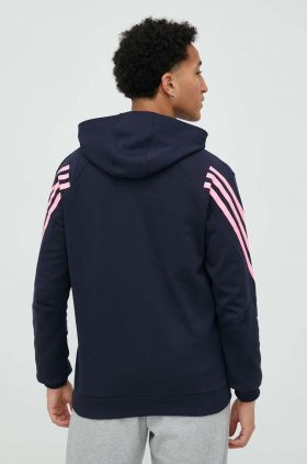 Adidas bluza barbati, culoarea albastru marin, cu glugă, cu imprimeu