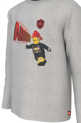 Lego longsleeve din bumbac pentru copii culoarea gri, cu imprimeu