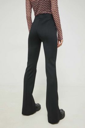 HUGO pantaloni femei, culoarea negru, evazati, high waist