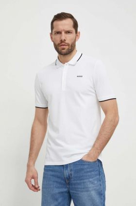 HUGO tricou polo bărbați, culoarea alb, uni 50467344