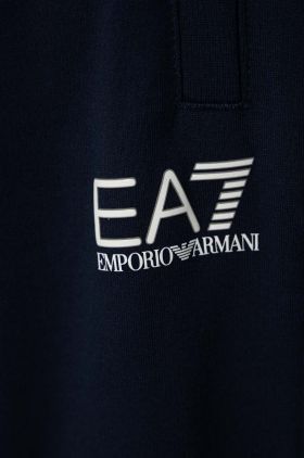 EA7 Emporio Armani pantaloni de trening din bumbac pentru copii culoarea negru, cu imprimeu