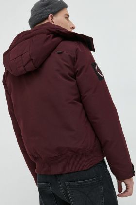 Superdry geaca barbati, culoarea bordo, de iarna