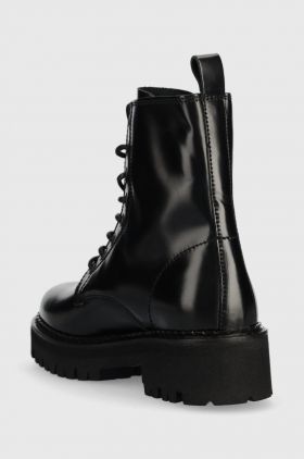 Tommy Jeans bocanci de piele Urban Tommy Jeans Lace Up Boot femei, culoarea negru, cu platforma