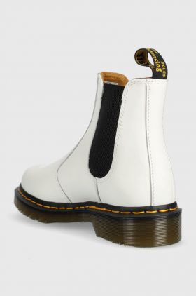 Dr. Martens ghete chelsea de piele 2976 Yellow Stitch femei, culoarea alb, cu platformă DM26228100