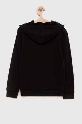 Adidas bluza copii U BL 2 HOODIE culoarea negru, cu glugă, cu imprimeu