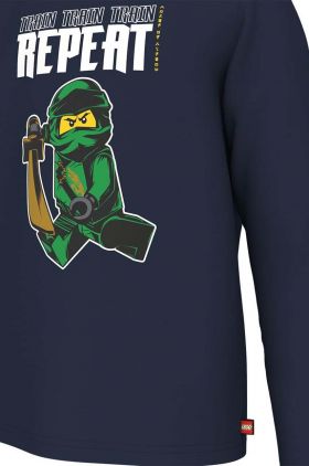 Lego longsleeve din bumbac pentru copii x Ninjago culoarea albastru marin, cu imprimeu