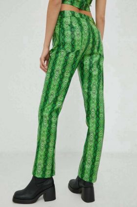 Résumé pantaloni femei, culoarea verde, drept, medium waist