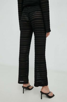 Résumé pantaloni femei, culoarea negru, drept, medium waist