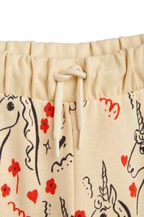 Mini Rodini pantaloni de trening din bumbac pentru copii culoarea bej, modelator