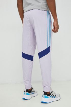 Adidas pantaloni de trening barbati, culoarea violet, cu imprimeu