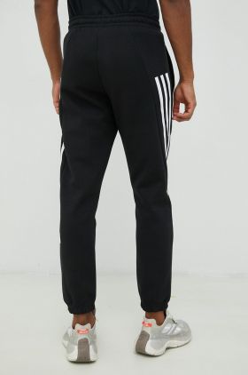 Adidas pantaloni de trening barbati, culoarea negru, cu imprimeu