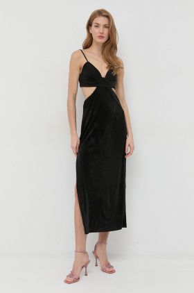 Bardot rochie culoarea negru, maxi, mulata