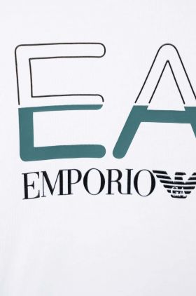 EA7 Emporio Armani tricou de bumbac pentru copii culoarea alb, cu imprimeu