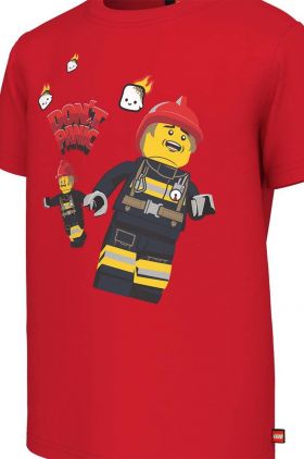 Lego tricou de bumbac pentru copii City culoarea rosu, cu imprimeu