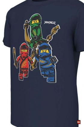 Lego tricou de bumbac pentru copii x Ninjago culoarea albastru marin, cu imprimeu