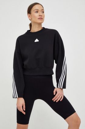 Adidas bluza femei, culoarea negru, cu imprimeu