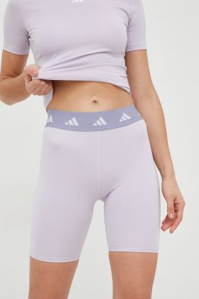 Adidas Performance pantaloni scurți de antrenament femei, culoarea violet, neted, high waist