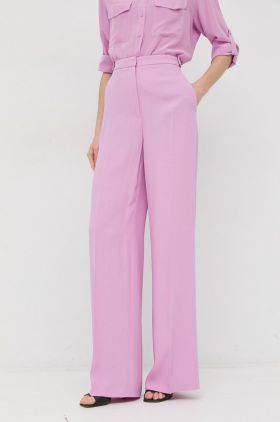 BOSS pantaloni femei, culoarea roz, lat, high waist