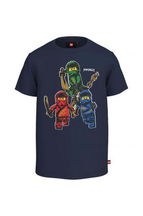 Lego tricou de bumbac pentru copii x Ninjago culoarea albastru marin, cu imprimeu