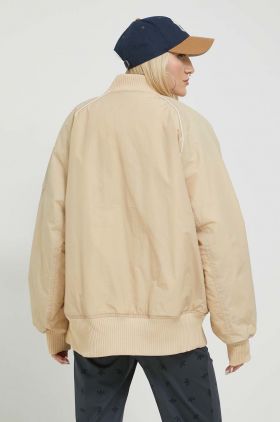 Adidas Originals geaca bomber femei, culoarea bej, de tranzitie