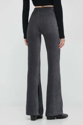 United Colors of Benetton pantaloni femei, culoarea negru, drept, high waist