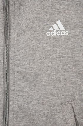 Adidas bluza copii G 3S FZ culoarea gri, cu glugă, neted