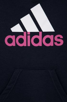 Adidas bluza copii U BL 2 HOODIE culoarea albastru marin, cu glugă, cu imprimeu