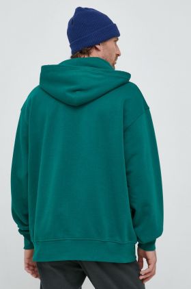 Levi's hanorac de bumbac barbati, culoarea verde, cu glugă, cu imprimeu