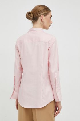 Marella camasa din bumbac femei, culoarea roz, cu guler clasic, regular