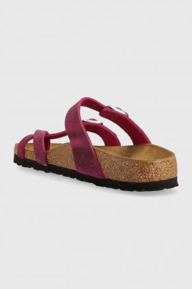 Birkenstock papuci din piele Mayari femei, culoarea violet, cu toc plat