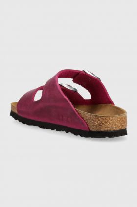 Birkenstock slapi de piele Arizona femei, culoarea roz