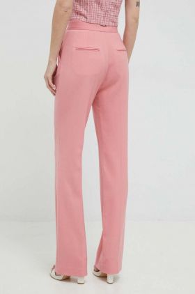 Custommade pantaloni din lana Petry femei, culoarea roz, lat, high waist