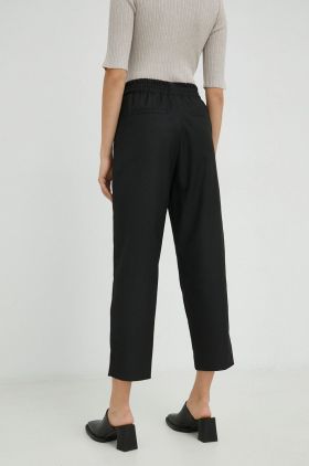 By Malene Birger pantaloni femei, culoarea negru, drept, high waist