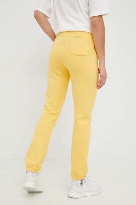 Billabong pantaloni de trening din bumbac X SMILEY femei, culoarea galben, cu imprimeu